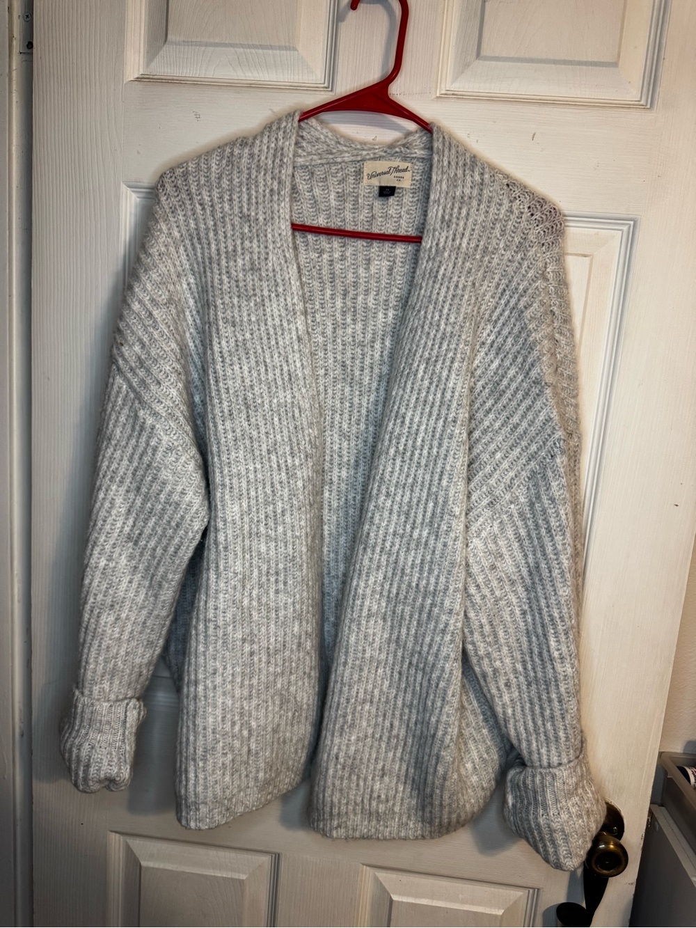 Universal Thread Gray Chunky Knit Open Front Cardigan Sweater | 2X Cozy Oversize